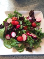 Dinner side salad: green salad with lemon balsamic dressing